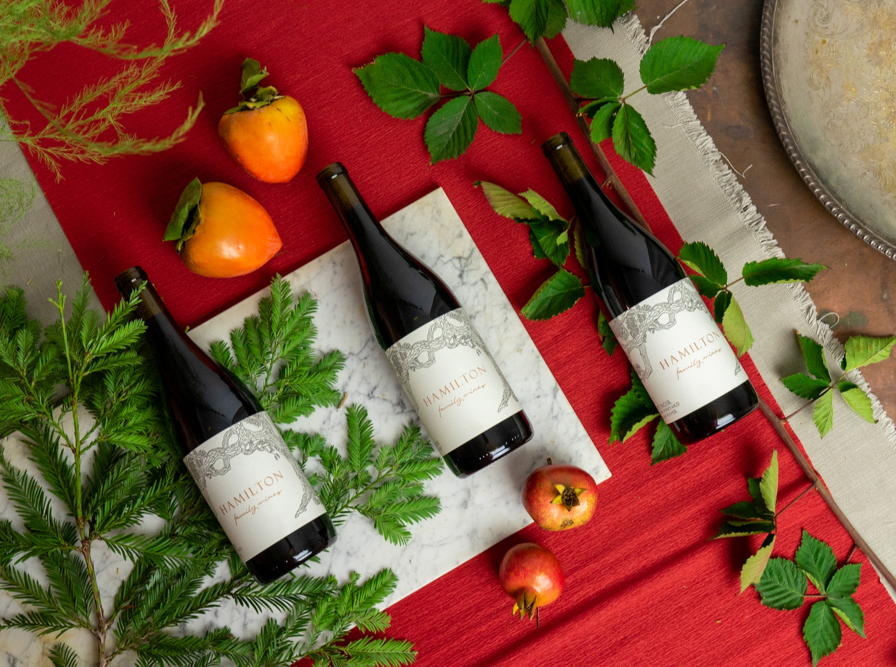 A photograph of a gift pack for Hamilton Family wines