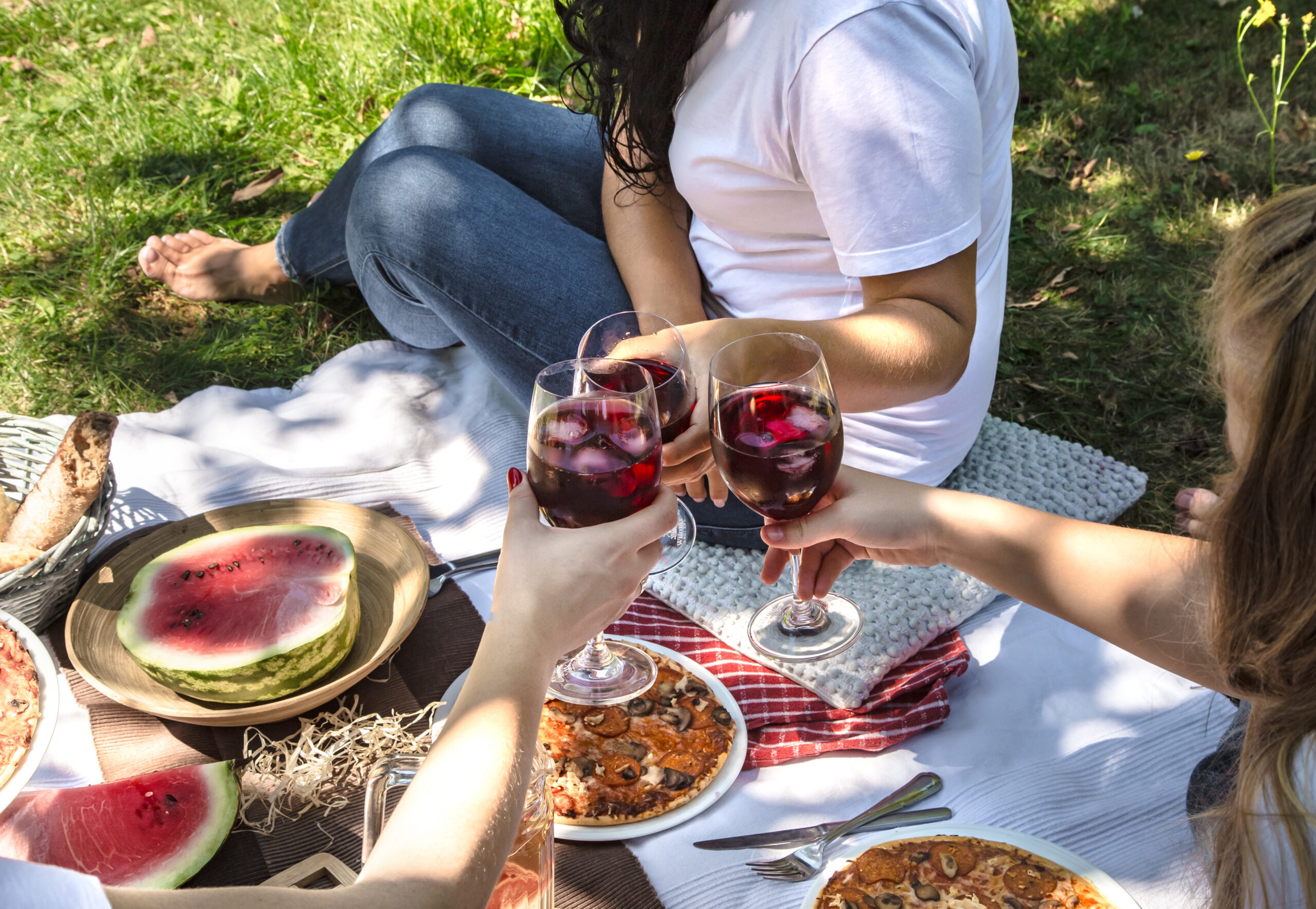 Picnic with wine in Sonoma Valley.