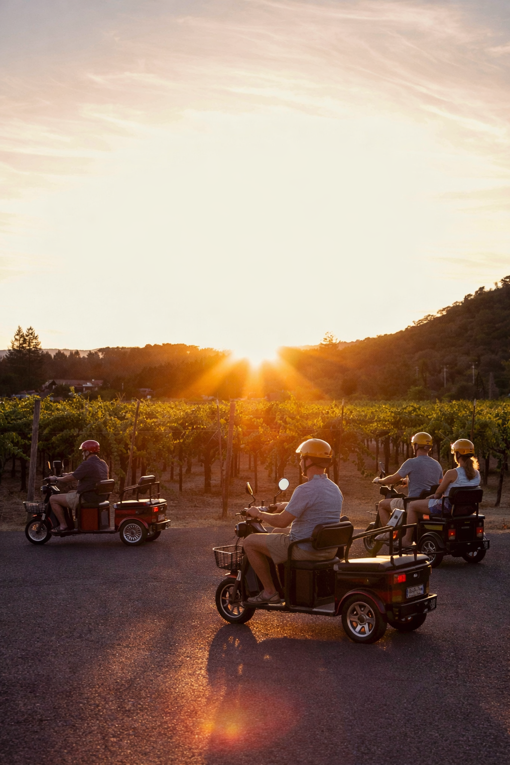 Guests enjoying an electric trike tour through Kenwood.
