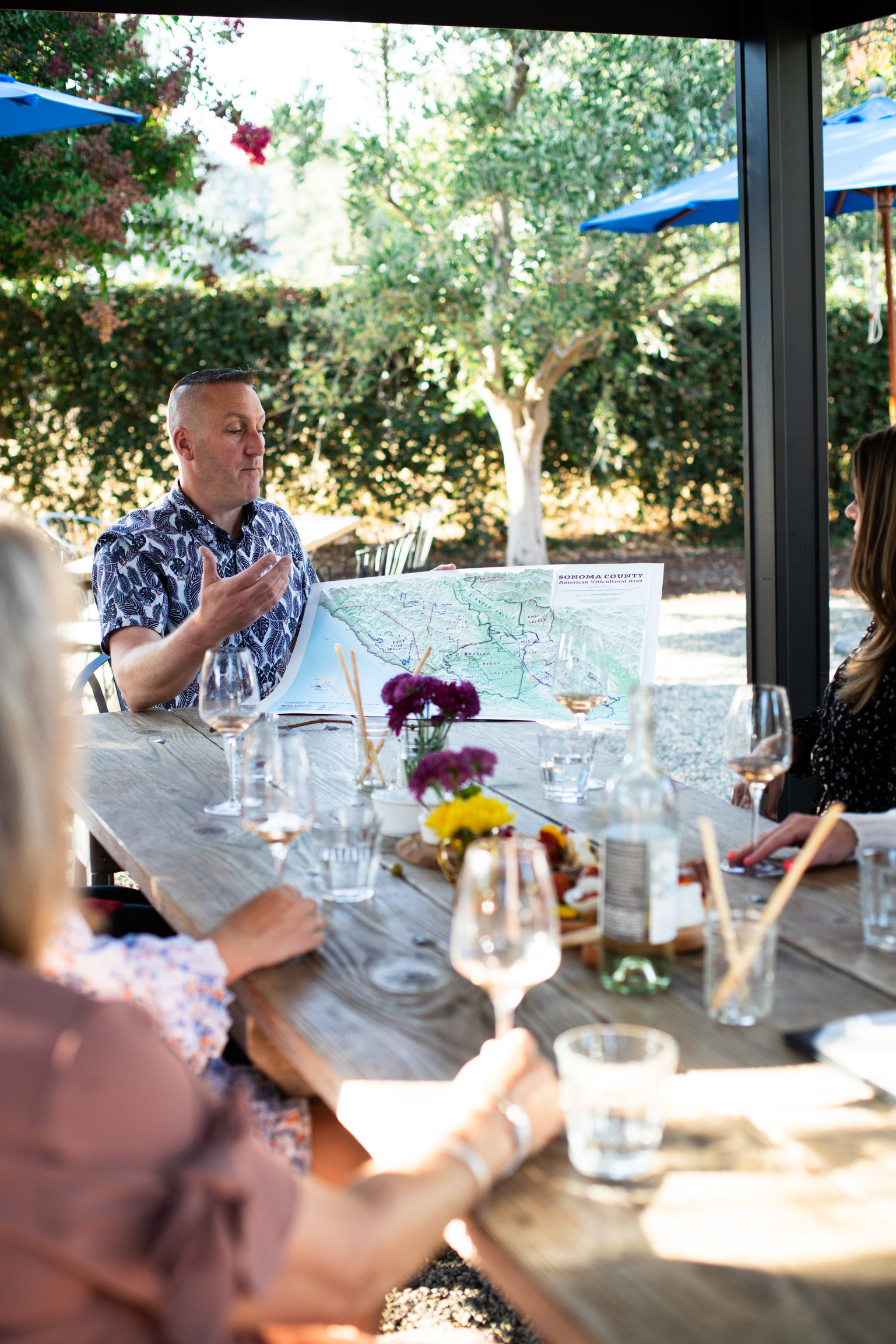 A seated wine tasting at Hamilton Family Wines with Rhône-inspired wines and a seasonal cheese board.