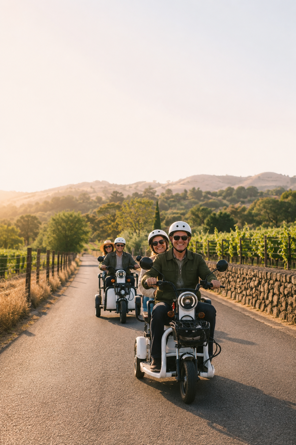Electric trikes in Kenwood near Hamilton Family Wines.