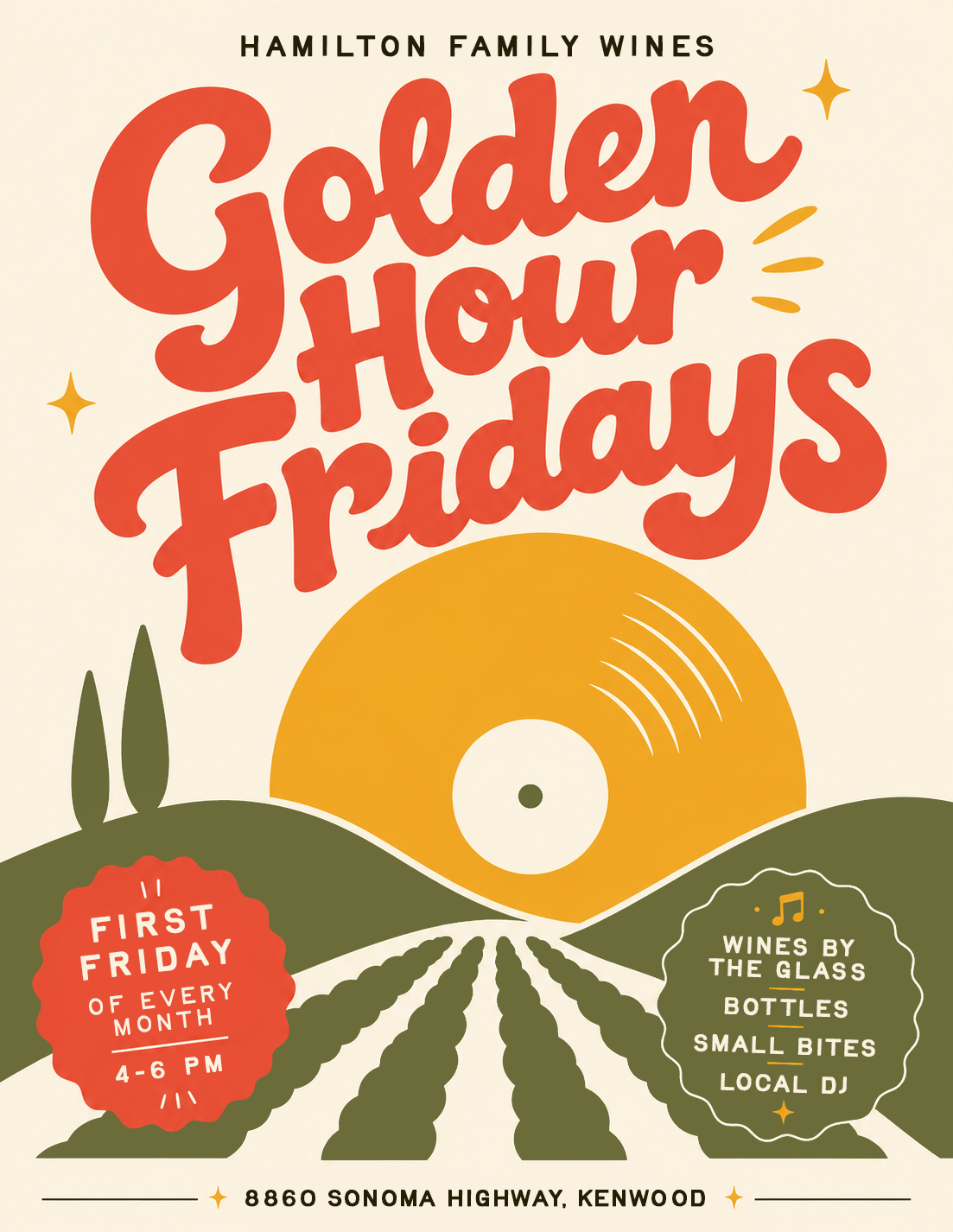 Golden Hour Fridays at Hamilton Family Wines in Kenwood.