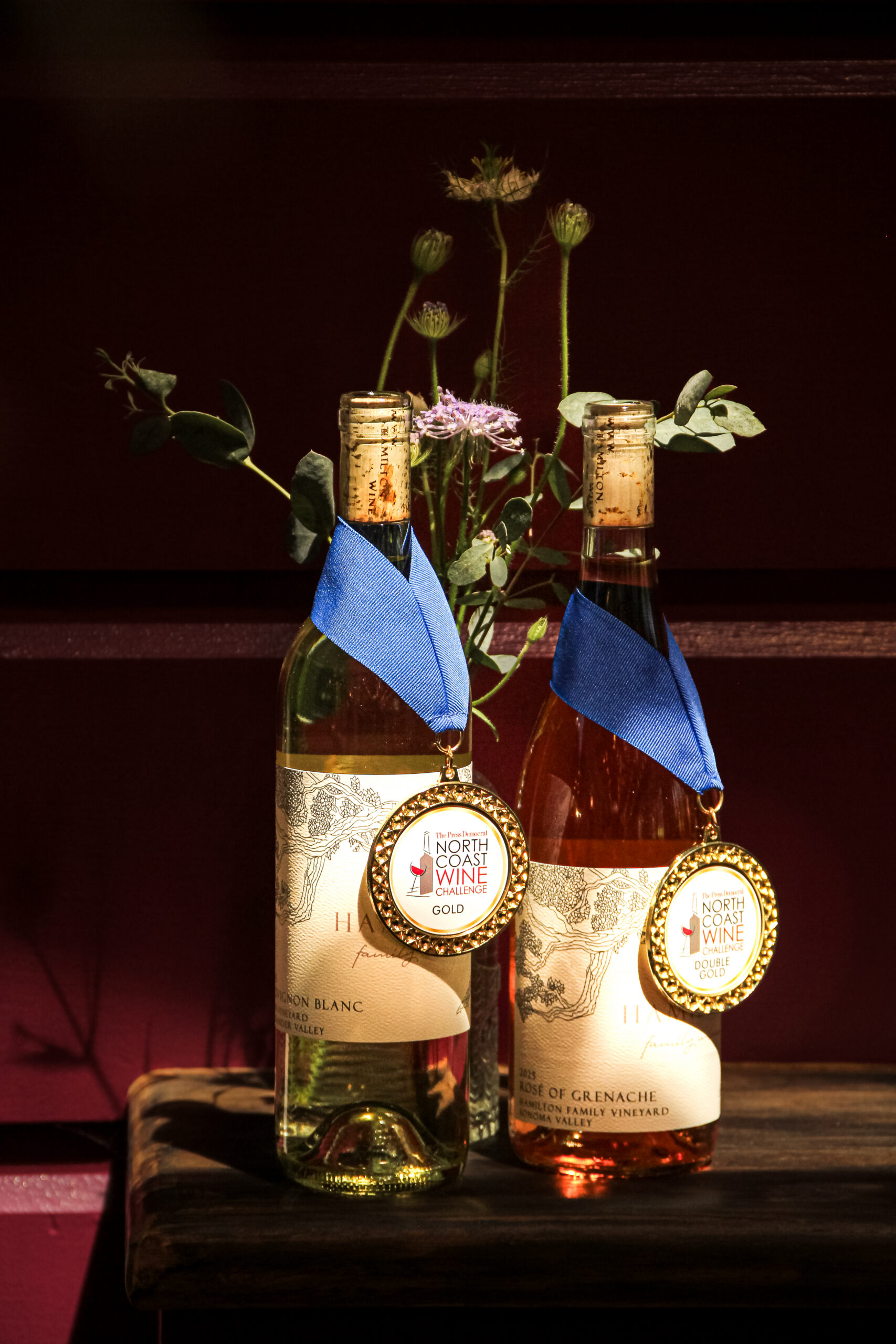 Hamilton Family Wines Rosé of Grenache and Sauvignon Blanc with 2026 North Coast Wine Challenge medals.